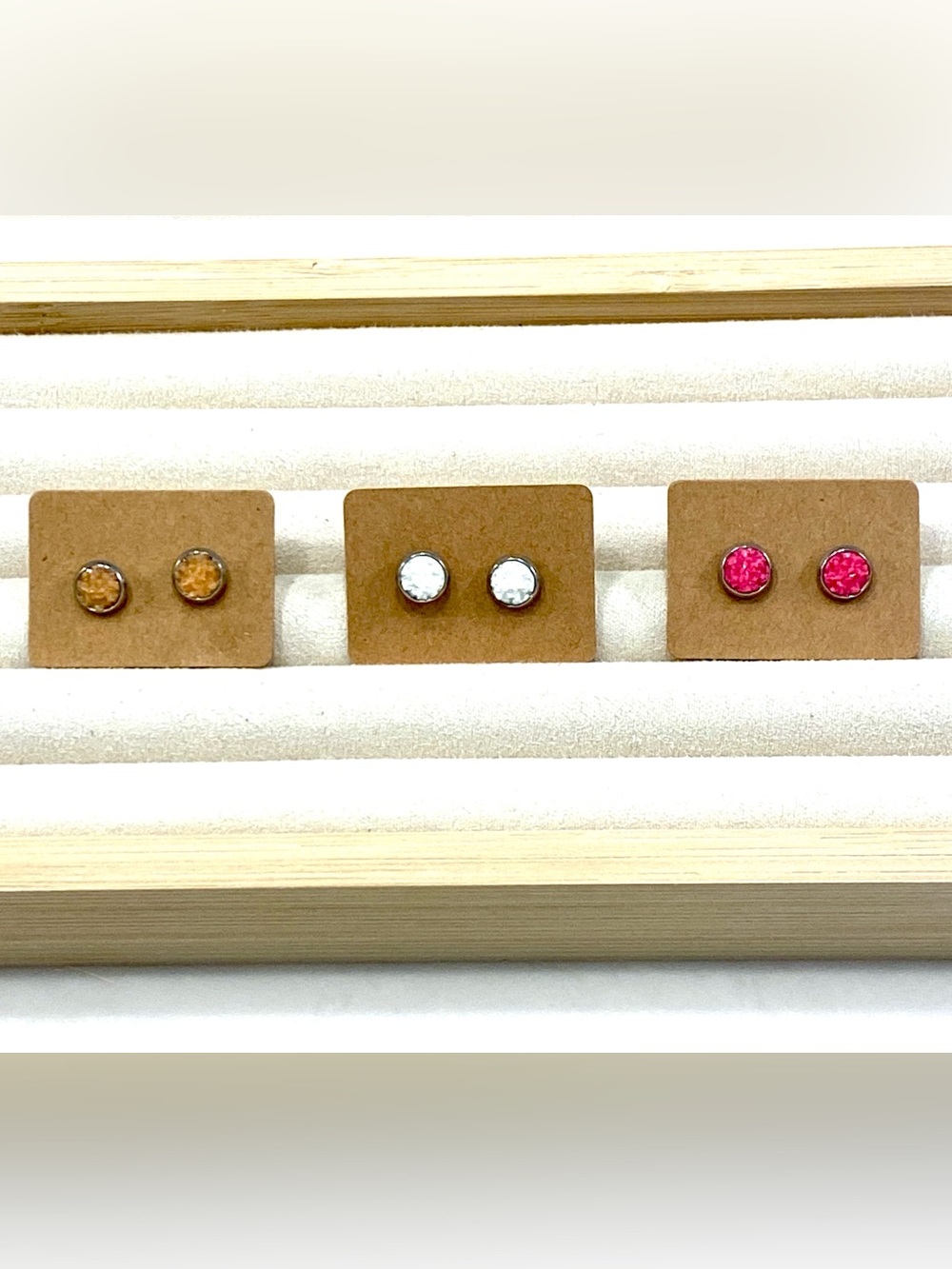 Druzy Crystal Stud Earrings - Set of 3